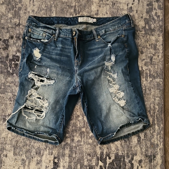 torrid Pants - Torrid Blue Distressed Jean Shorts